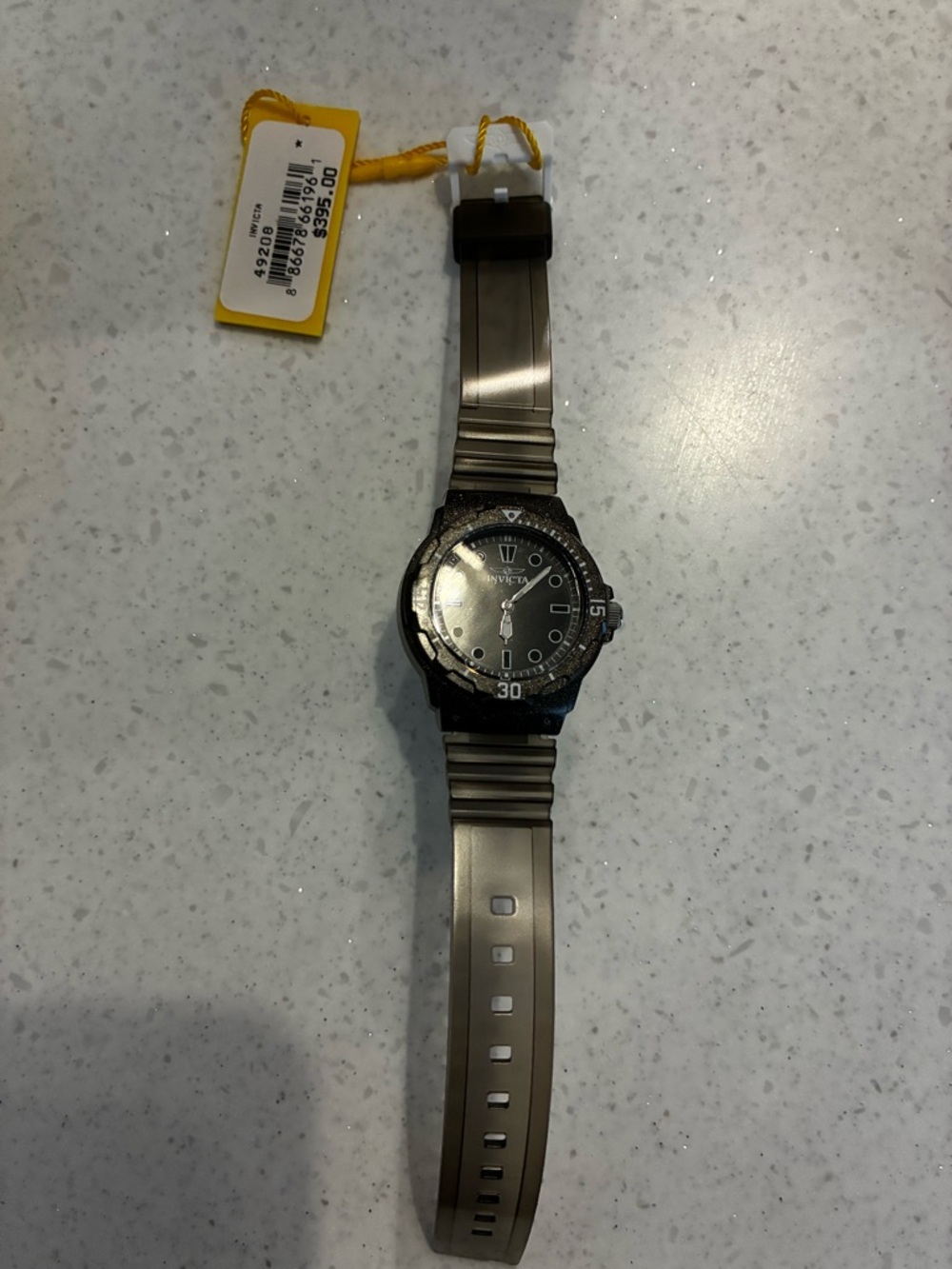 Invicta Black and Gray Sport Watch with Clear Strap Accent